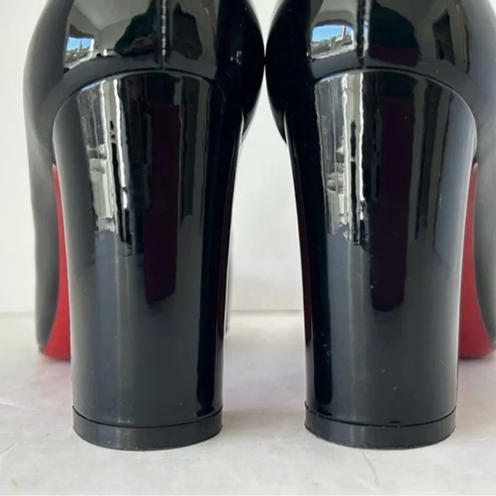 Christian Louboutin Lady Gena Pumps Heels Black Patent Leather Size 35.5 US 5.5 - Picture 8 of 13
